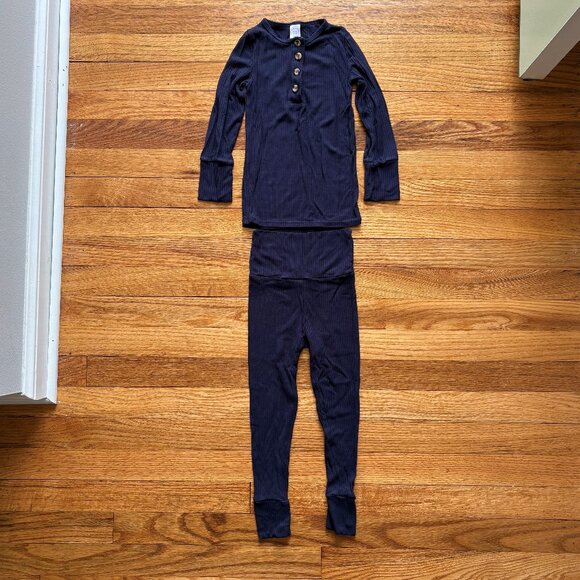 Set of 2 Lou Lou & Company Ribbed Pajama Tops/Bottoms Size 3T Navy Blue & Gray - Picture 2 of 12